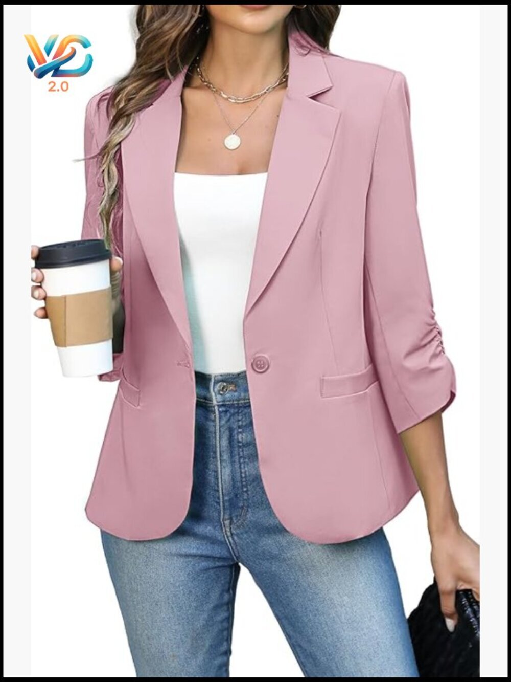 Lightweight Slim Fit Blazer with Padded Shoulders for Business Casual
